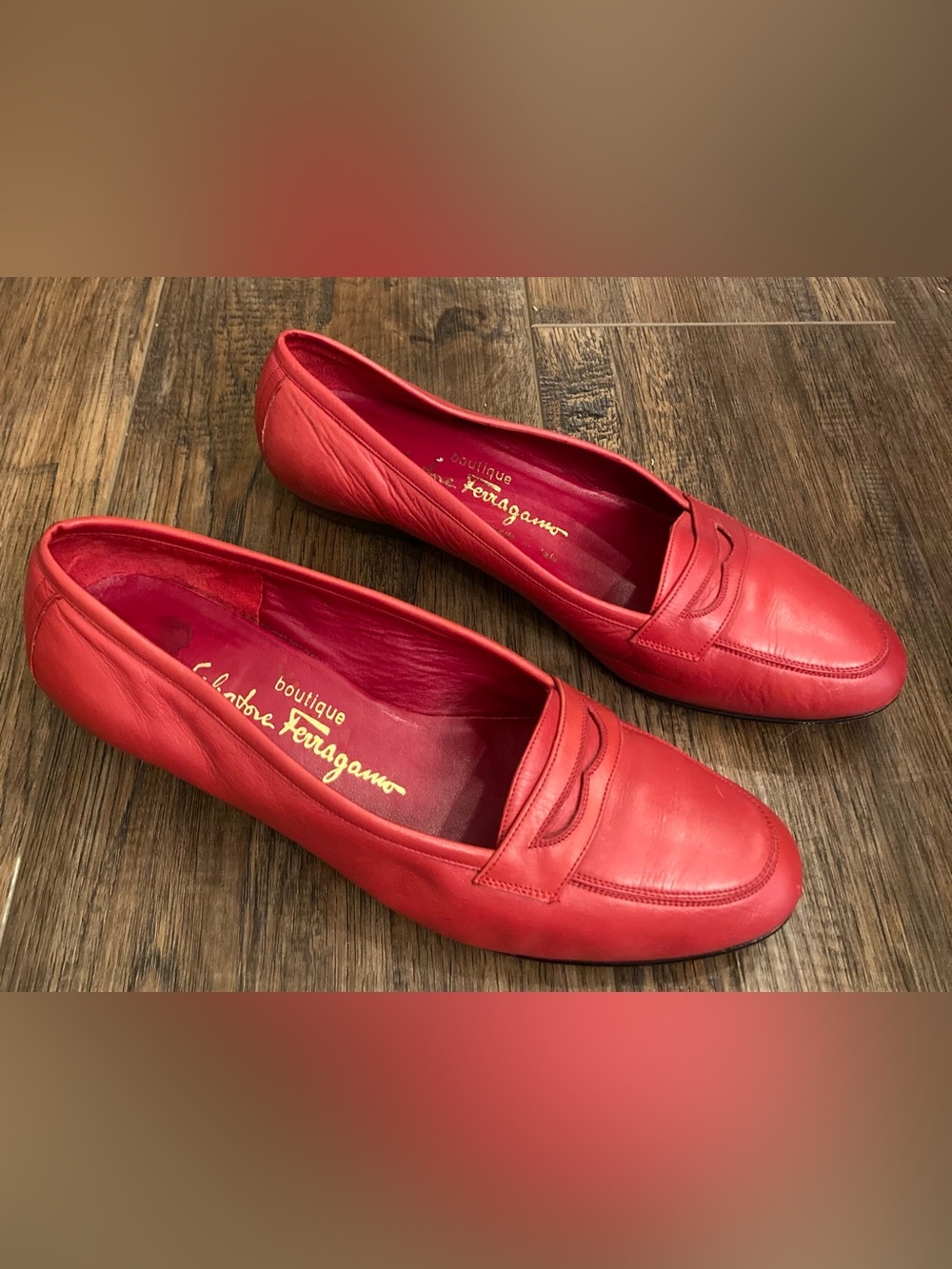 Salvatore Ferragamo Women’s Vintage Red Leather Loafers